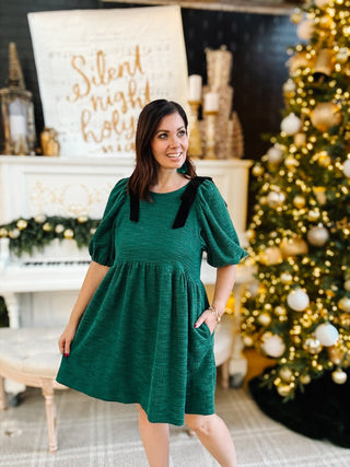 Delphine Mini Dress by Ivy Jane - Uncle Frank Spruce Green Bow Shoulder Detail Dress S Delphine Mini Dress by Ivy Jane - Uncle Frank Spruce Green Bow Shoulder Detail Dress S