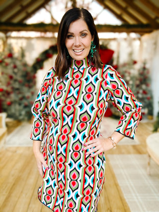 Sweater Knit Mini Dress by Ivy Jane - Retro Mock Neck Mini Dress