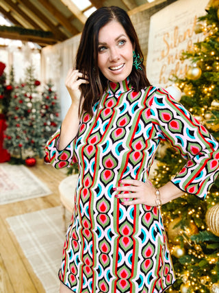 Sweater Knit Mini Dress by Ivy Jane - Retro Mock Neck Mini Dress