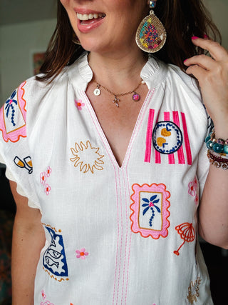 THML Positano Postcard Mini Dress