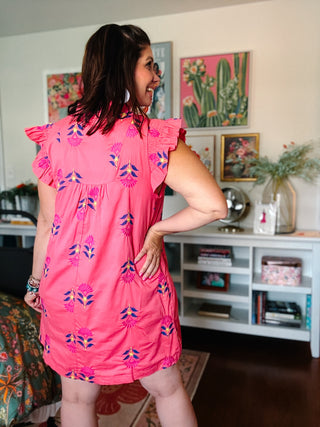 London Embroidered Floral Mini Dress