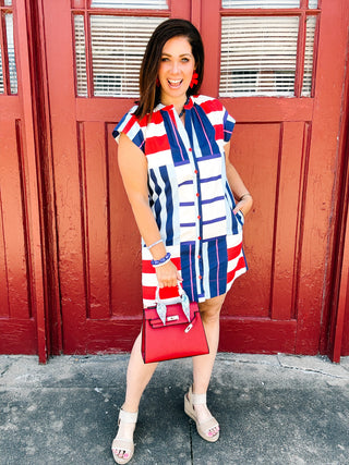 Alden Adair Tucker Shift Mini Dress