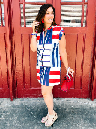 Alden Adair Tucker Shift Mini Dress