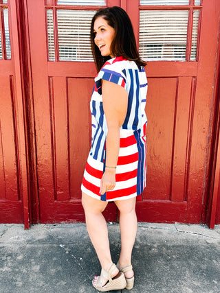 Alden Adair Tucker Shift Mini Dress