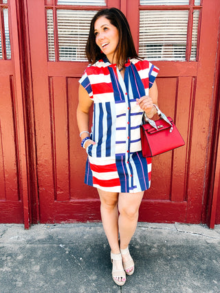 Alden Adair Tucker Shift Mini Dress