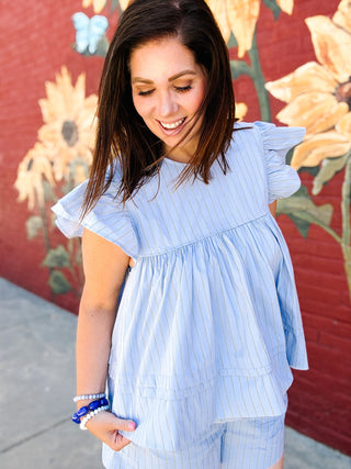 Adeline Sky Blue Stripe Set