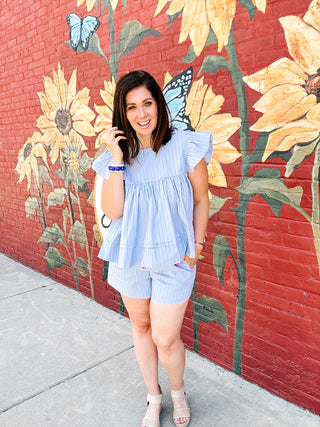 Adeline Sky Blue Stripe Set