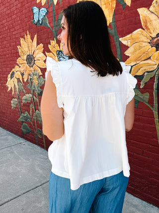 Maren Flutter Ruffle Sleeve Top