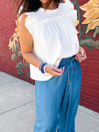 THML Brielle Chambray Wide Leg Pants