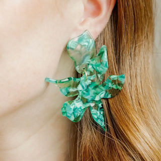 Flora Statement Earrings by Linny Co in Bahama Mama Green